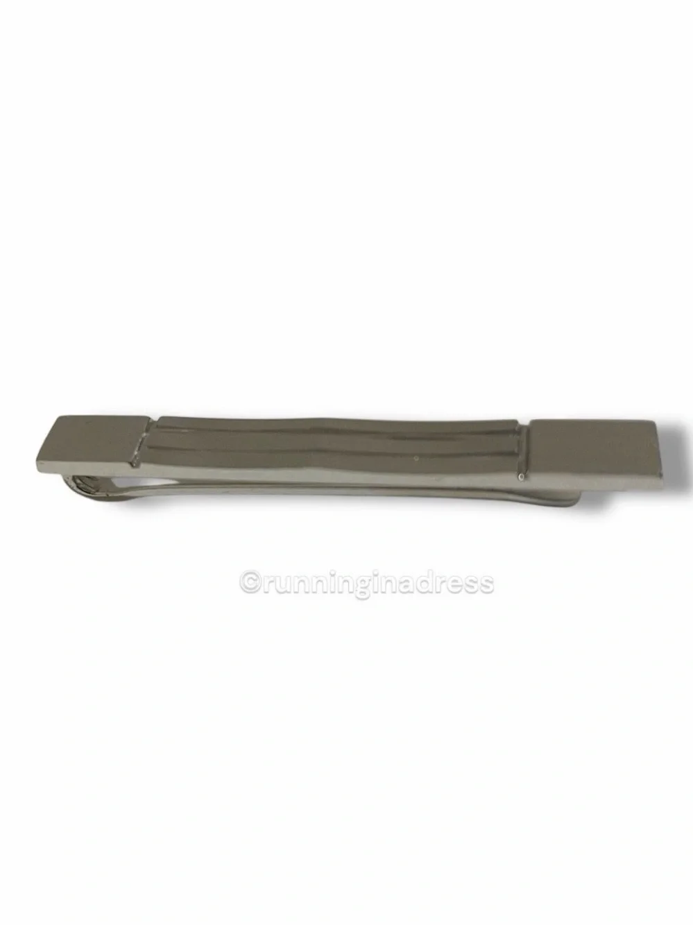 Vintage Nina Ricci Paris Silver Tie Clip 1980s Men's Geometric Tie Bar Clasp